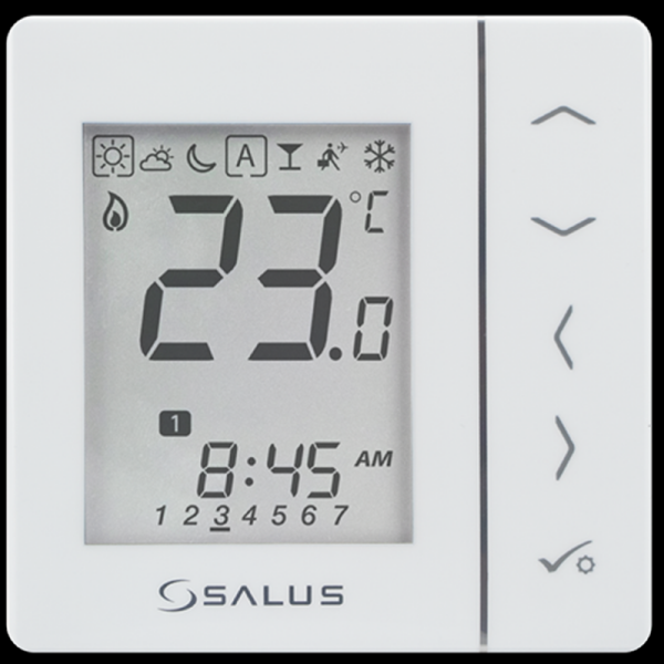 termostat digitální SALUS VS30W programovatelný 4v1, 230V, bílý